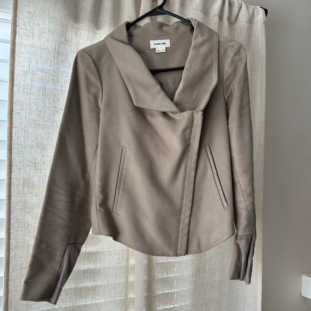 Helmut Lang Taupe Asymmetrical Zip Jacket
